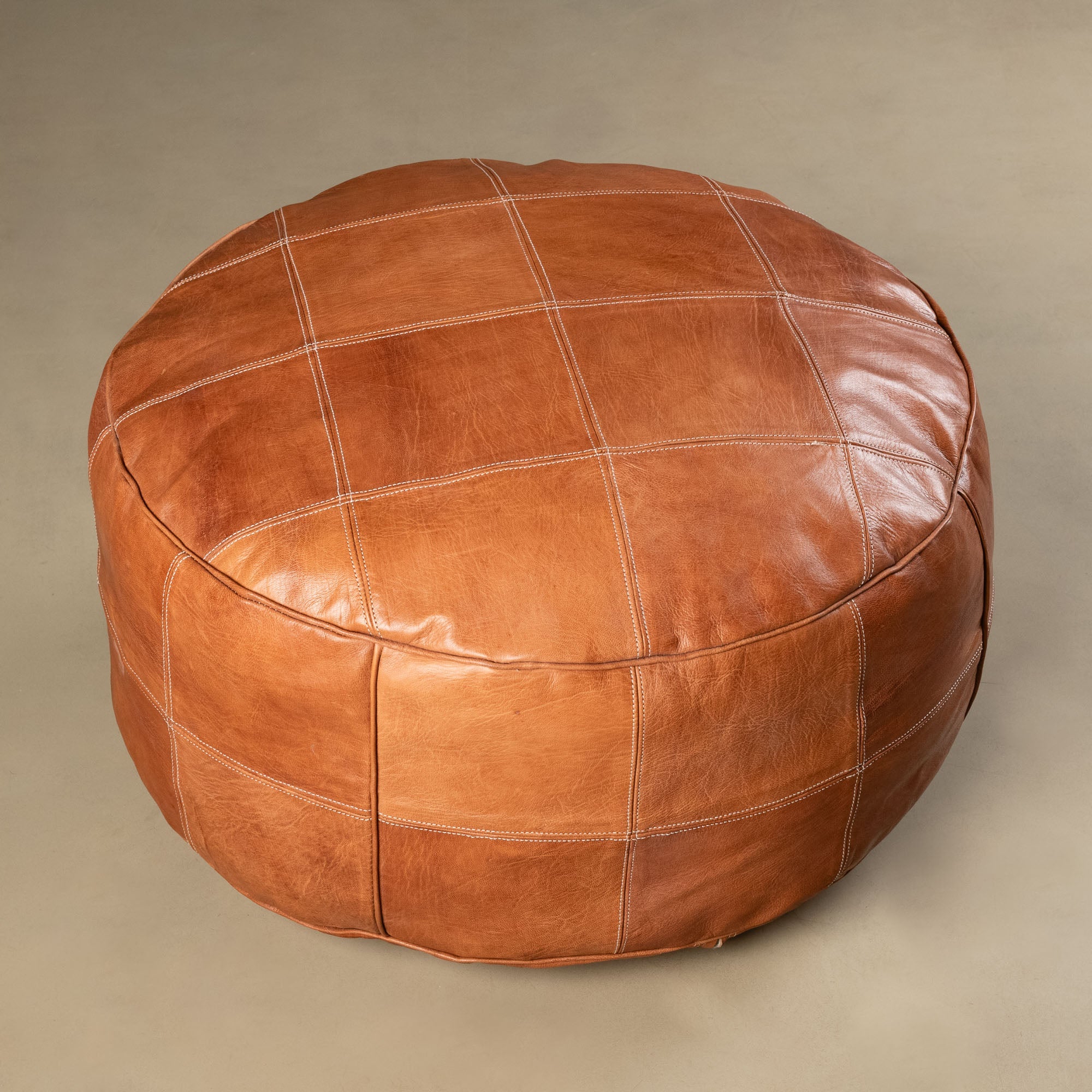Authentic Moroccan Leather Pouf - Benisouk