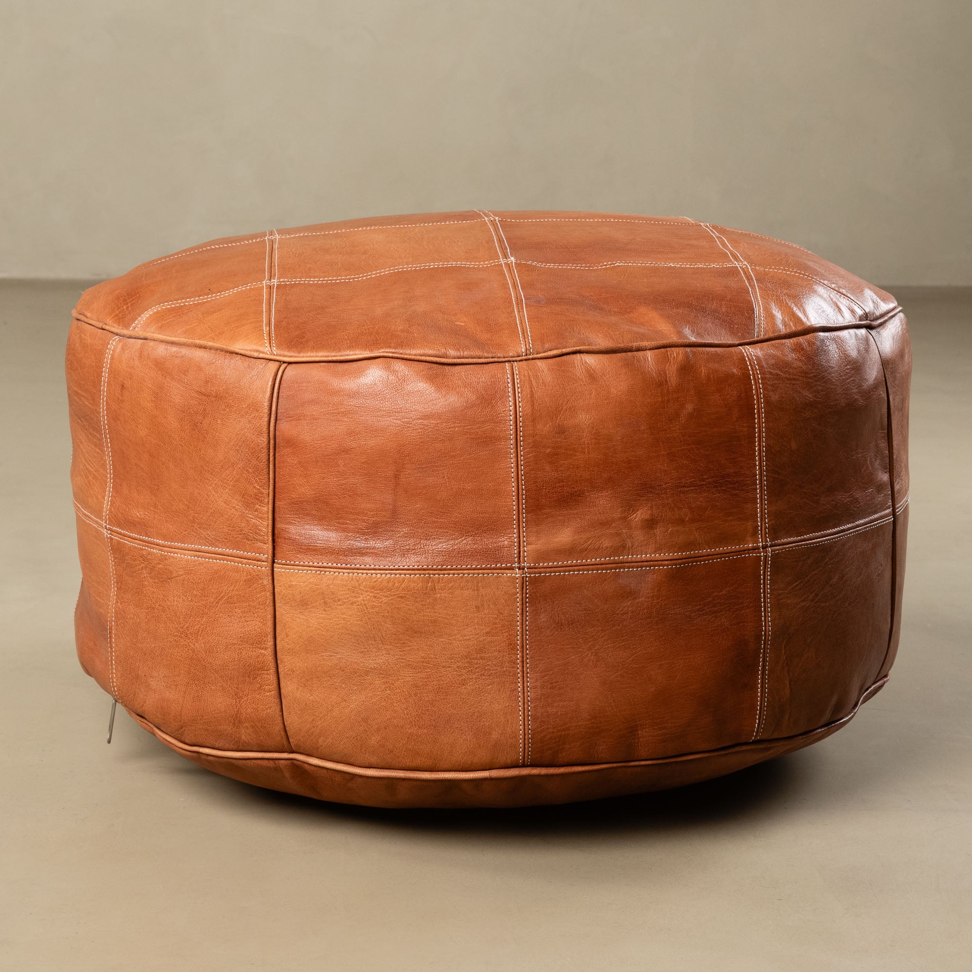 Authentic Moroccan Leather Pouf - Benisouk