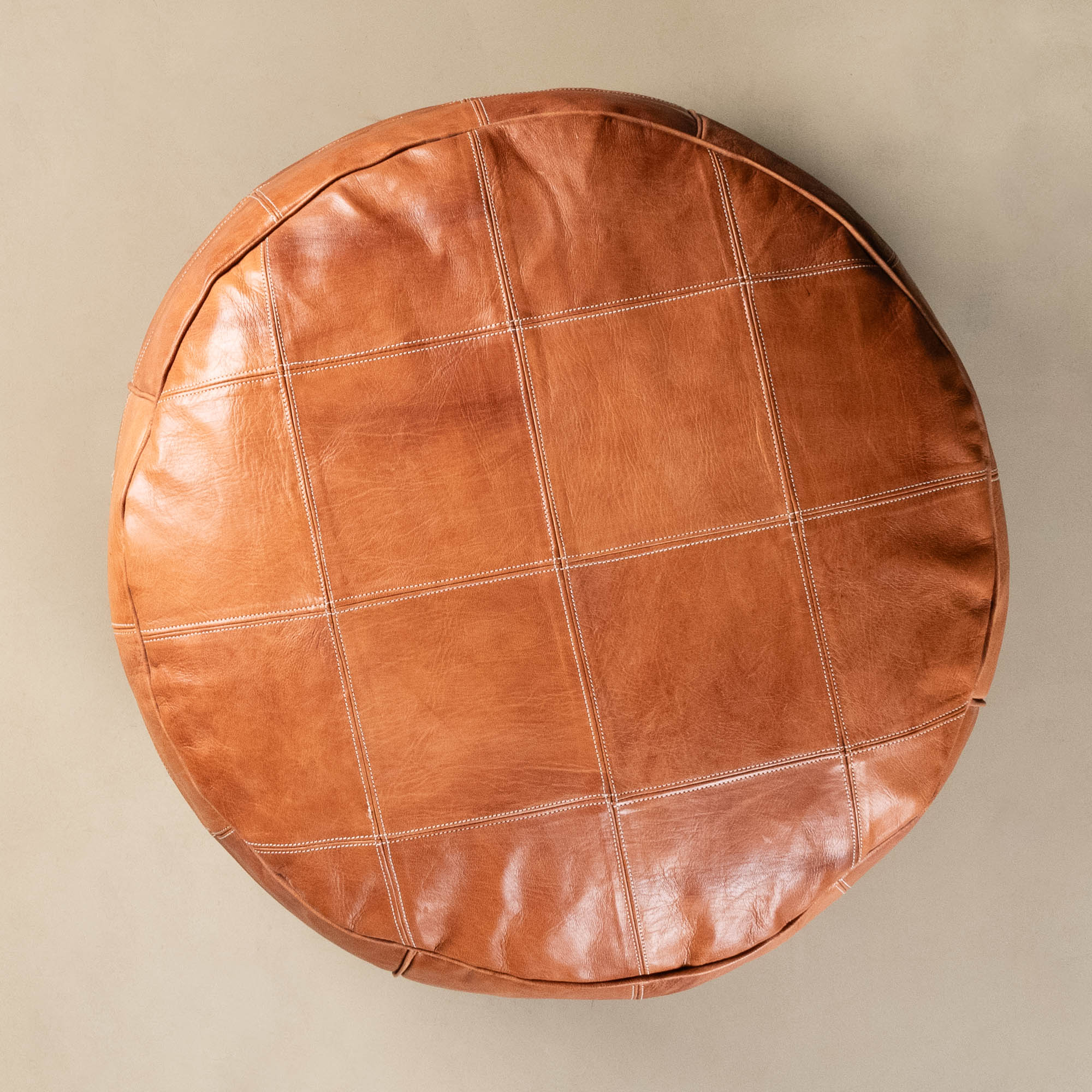 Authentic Moroccan Leather Pouf - Benisouk