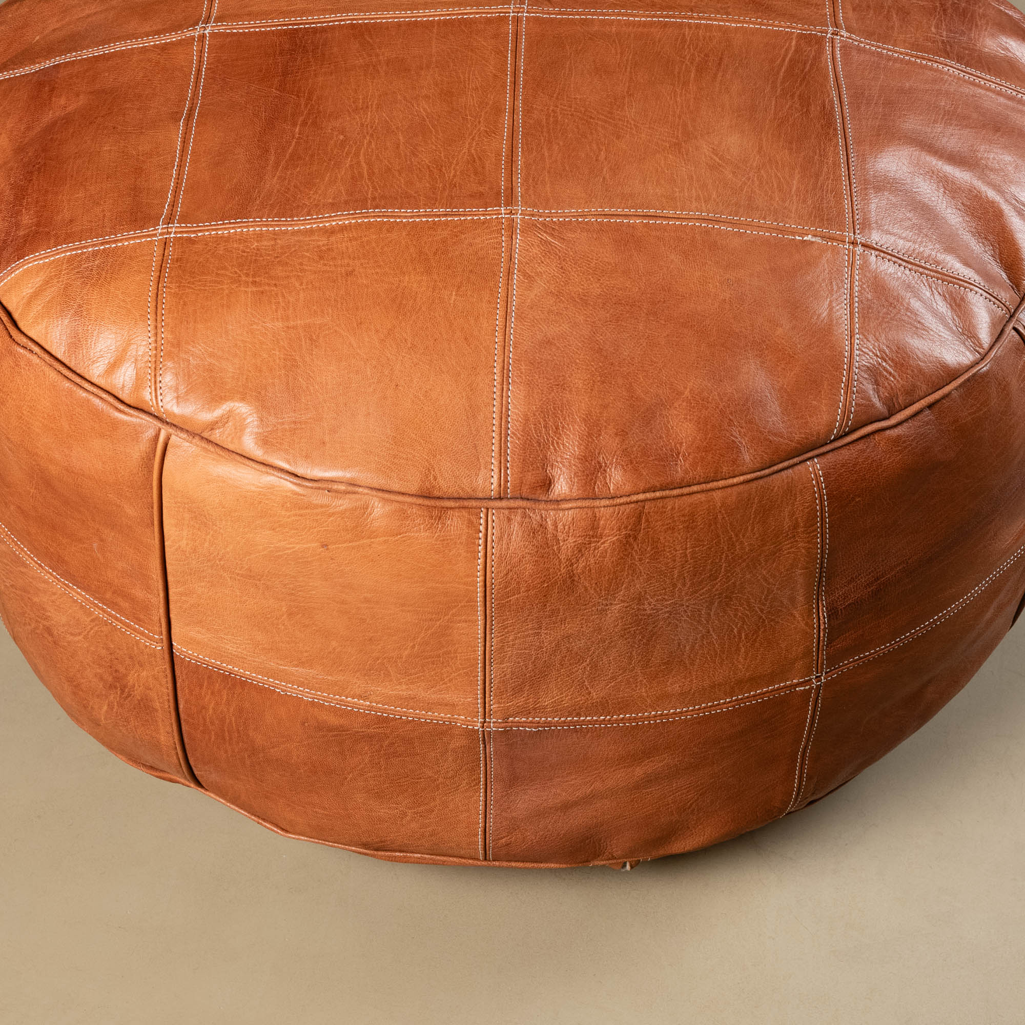 Authentic Moroccan Leather Pouf - Benisouk
