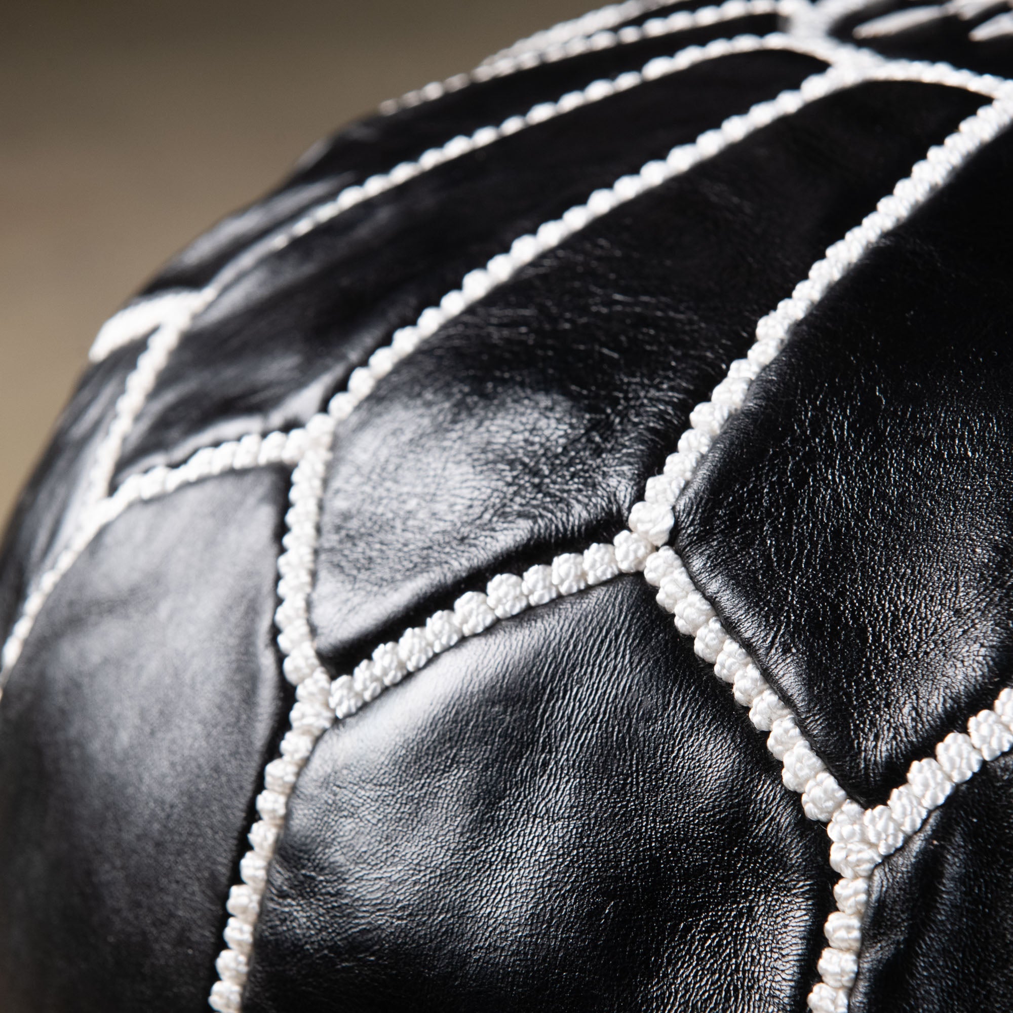 Authentic Moroccan Leather Pouf - Black - Benisouk