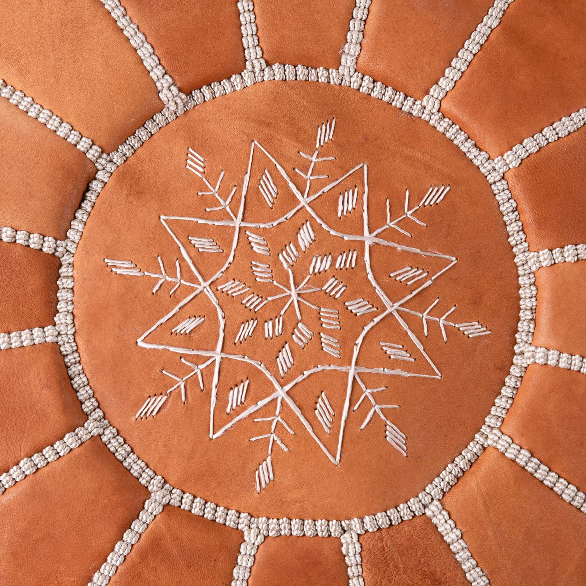 Authentic Moroccan Leather Pouf - Brown - Benisouk