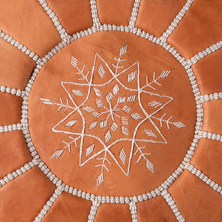 Authentic Moroccan Leather Pouf - Brown - Benisouk