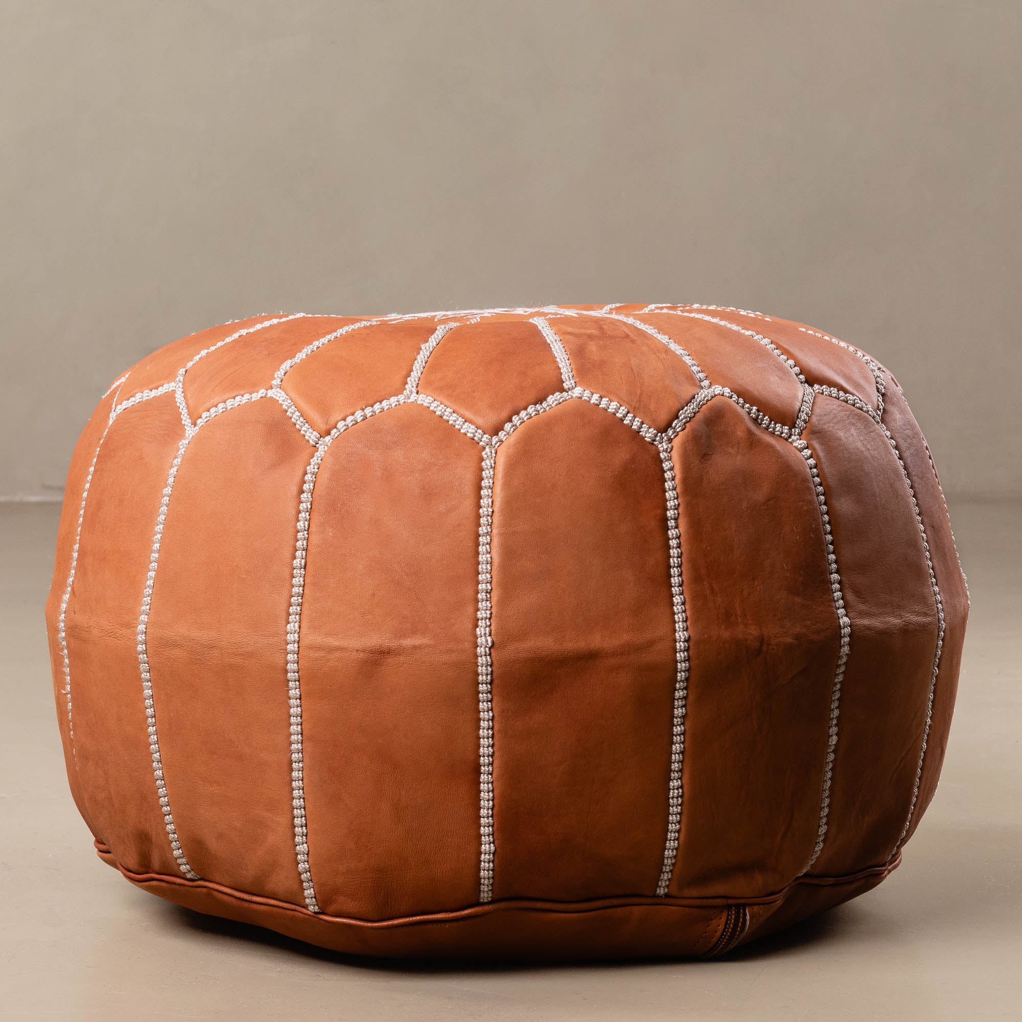 Authentic Moroccan Leather Pouf - Brown - Benisouk