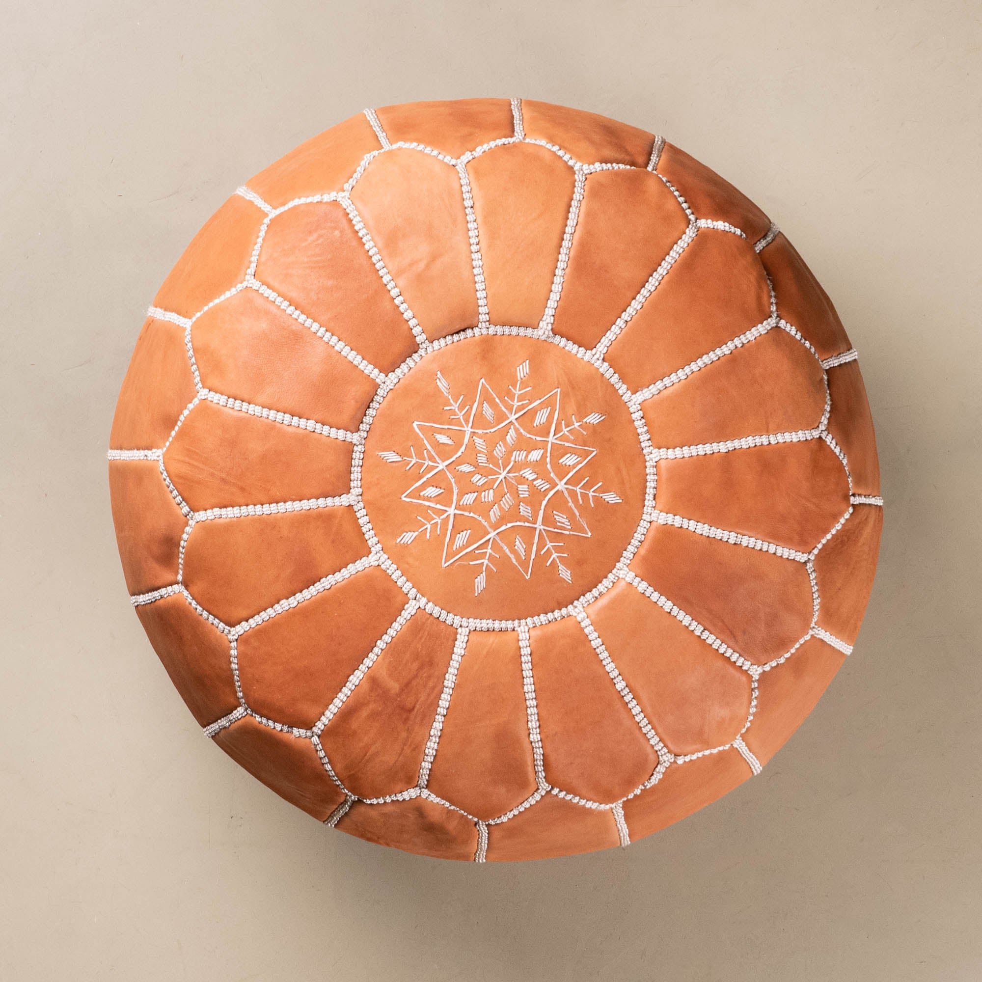 Authentic Moroccan Leather Pouf - Brown - Benisouk