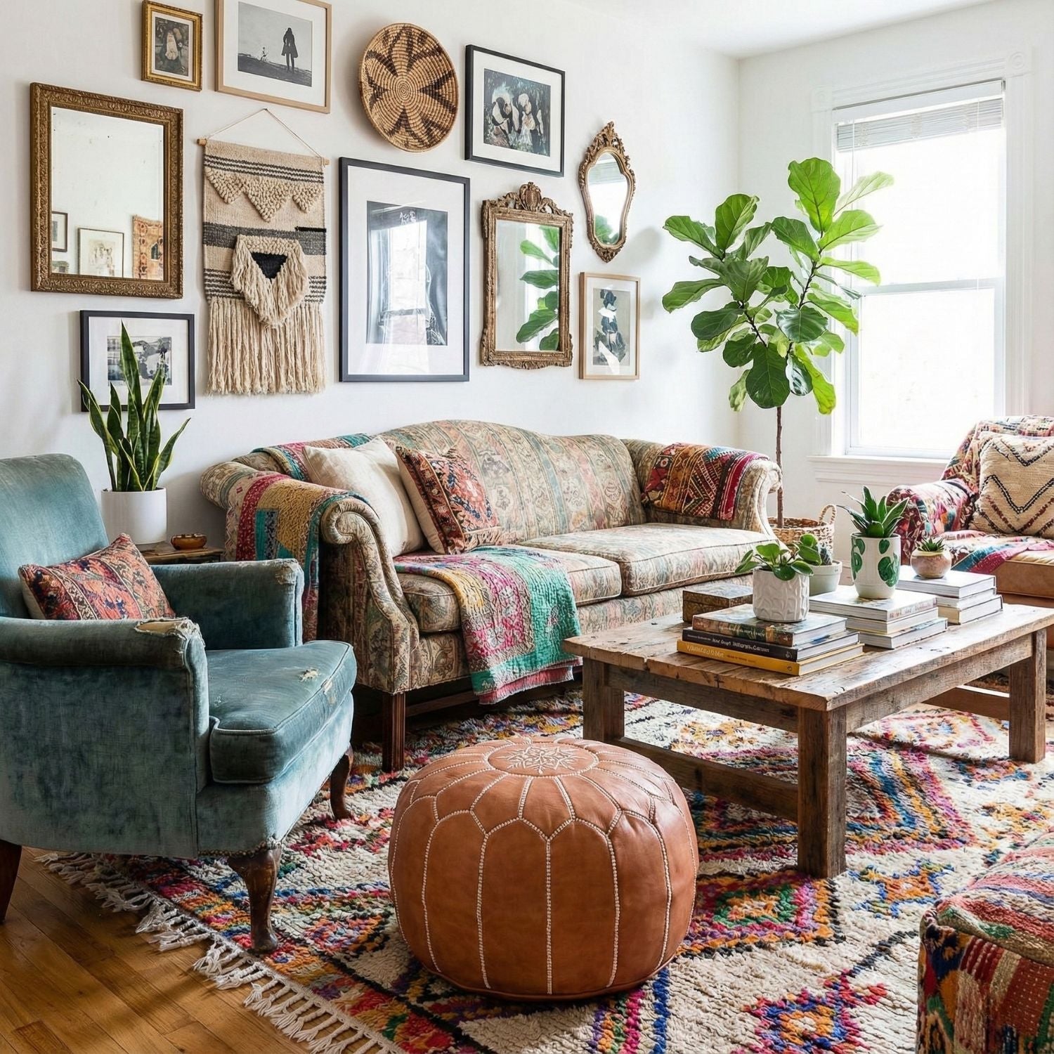 Authentic Moroccan Leather Pouf - Brown - Benisouk