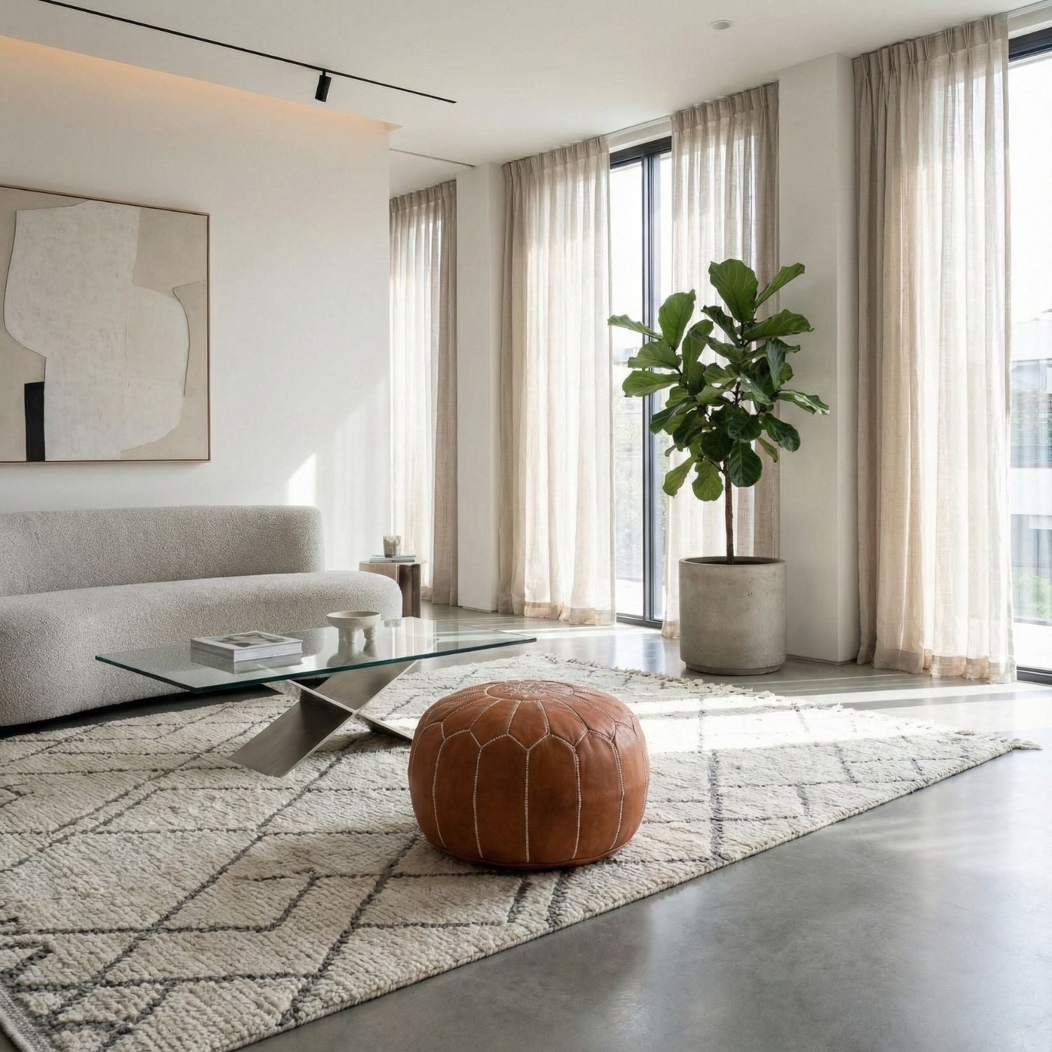 Authentic Moroccan Leather Pouf - Brown - Benisouk