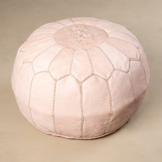 Authentic Moroccan Leather Pouf - Nude - Benisouk