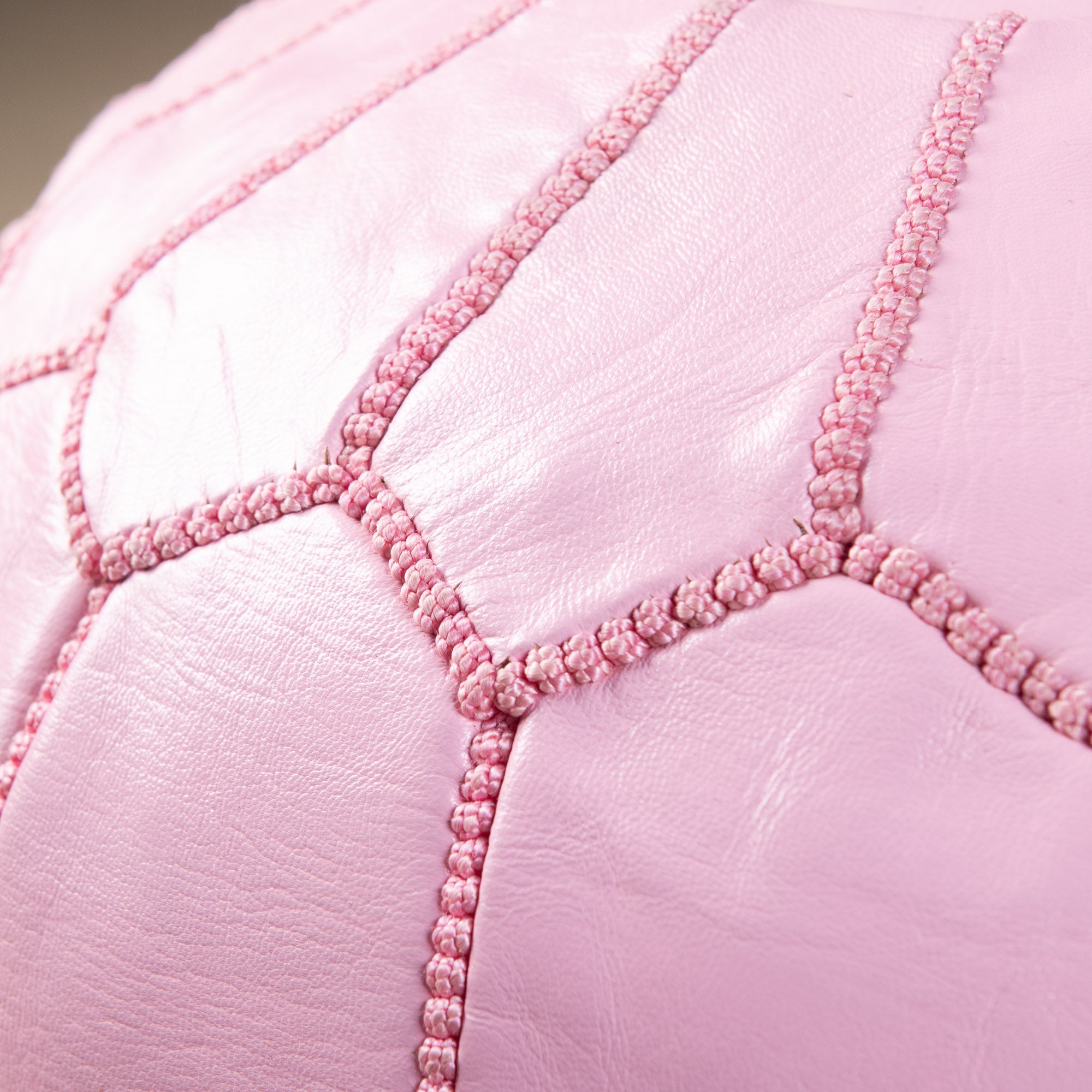 Authentic Moroccan Leather Pouf - Pink - Benisouk
