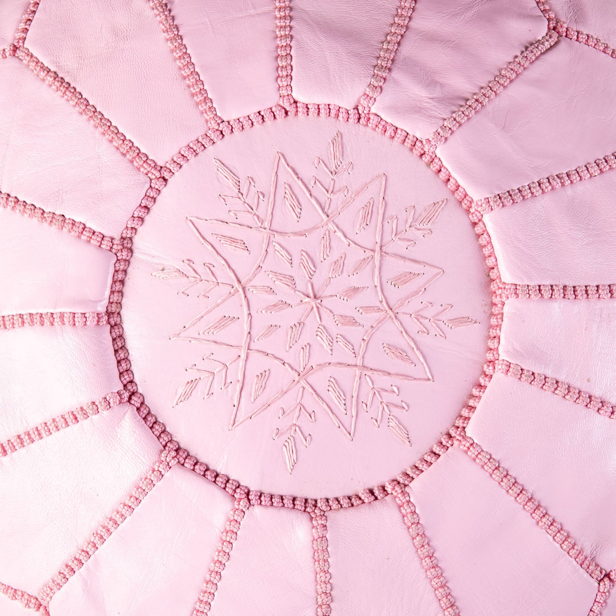 Authentic Moroccan Leather Pouf - Pink - Benisouk