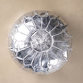 Authentic Moroccan Leather Pouf - Silver