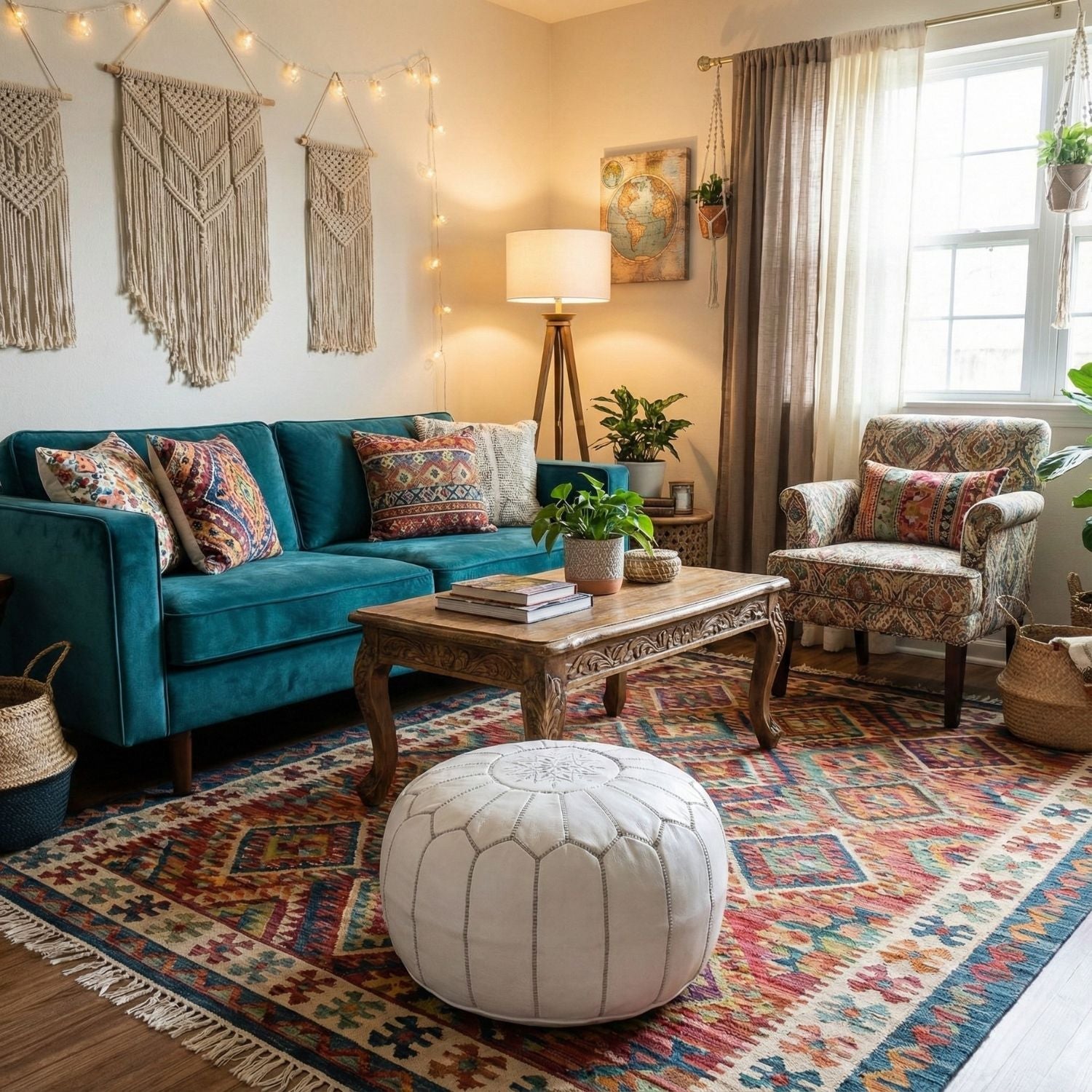 Authentic Moroccan Leather Pouf - White and Grey - Benisouk