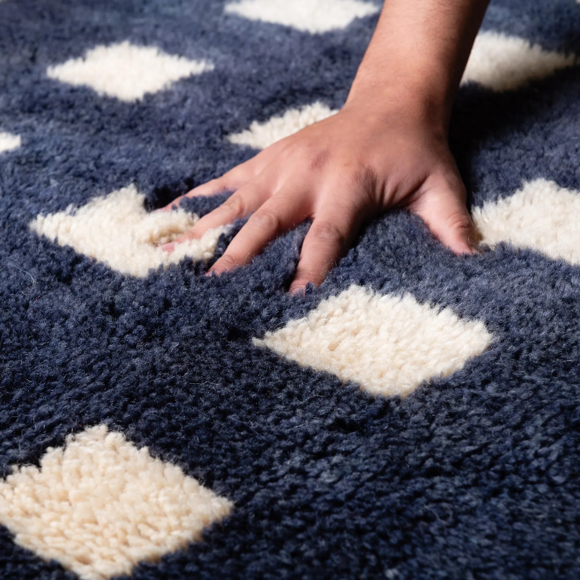 Azure Poetry - Luxury Shag Moroccan Runner Rug - Benisouk