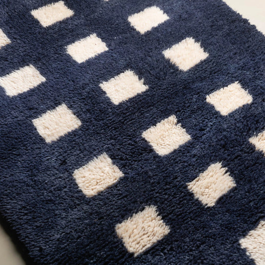 Azure Poetry - Luxury Shag Moroccan Runner Rug - Benisouk