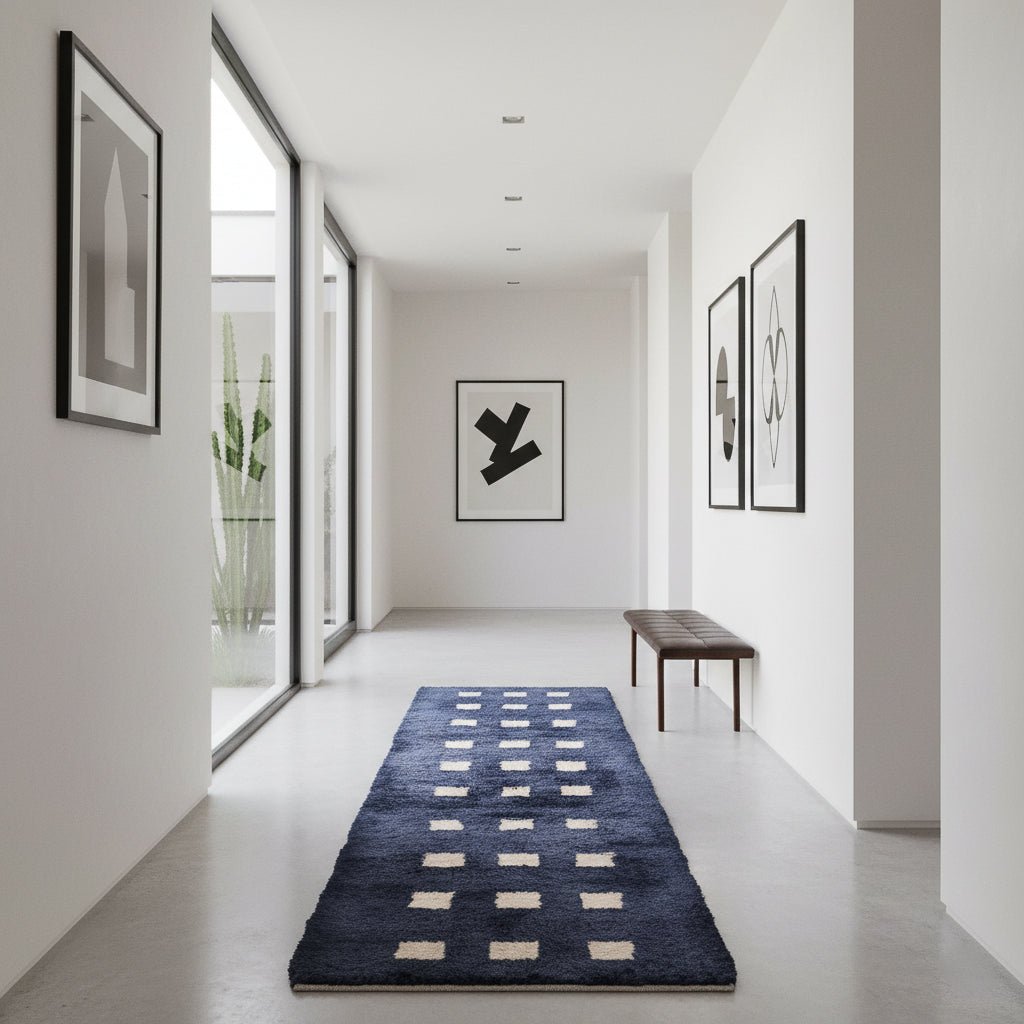 Azure Poetry - Luxury Shag Moroccan Runner Rug - Benisouk