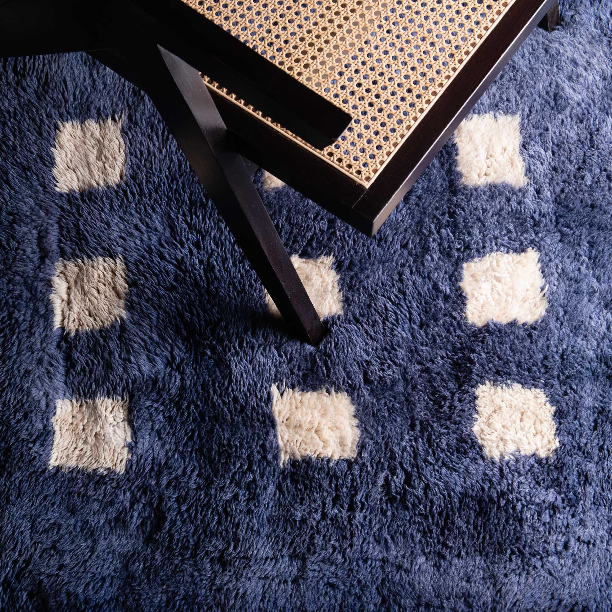 Azure Poetry - Luxury Shag Moroccan Runner Rug - Benisouk