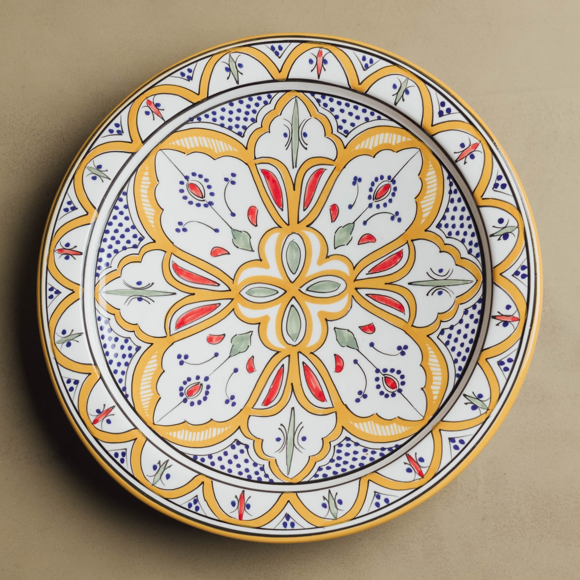 Berber Essence Mustard Salad Plate - Moroccan Dinnerware - Benisouk