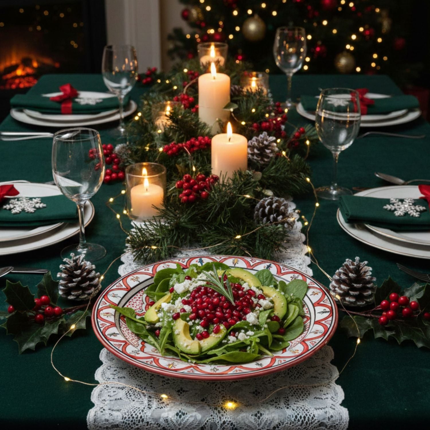 Berber Essence Red Salad Plate - Moroccan Dinnerware - Benisouk