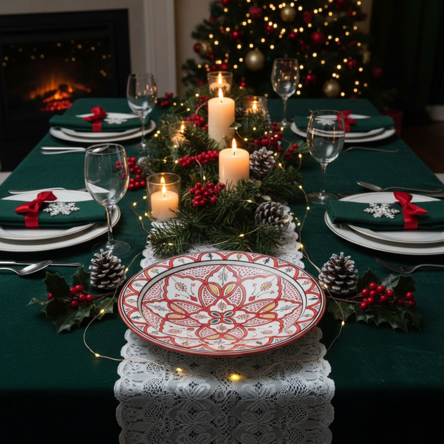 Berber Essence Red Salad Plate - Moroccan Dinnerware - Benisouk