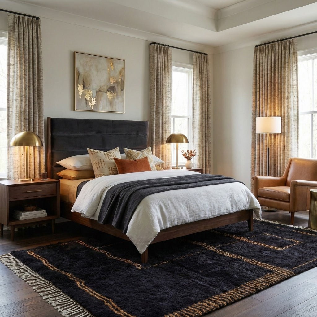 Black Sands Mirage - Luxury Shag Moroccan Rug - Benisouk