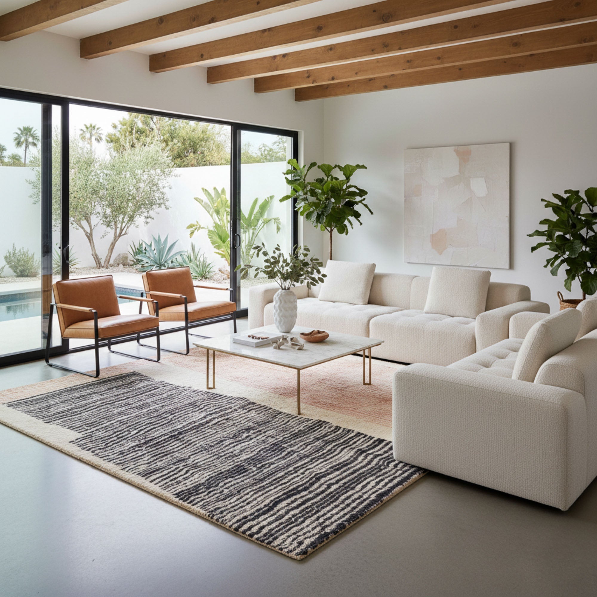 Blush Divide - Luxury Shag Moroccan Rug - Benisouk