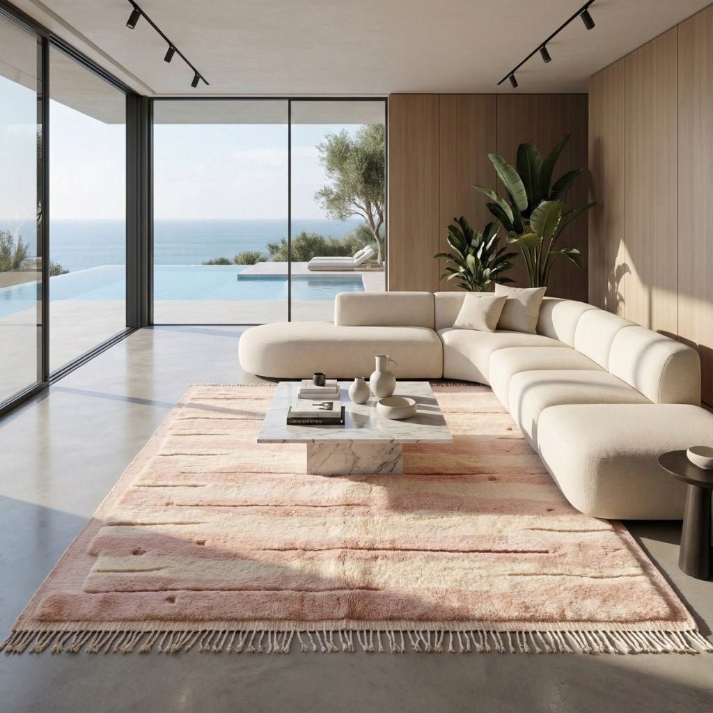 Blush Timber - Luxury Shag Moroccan Rug - Benisouk
