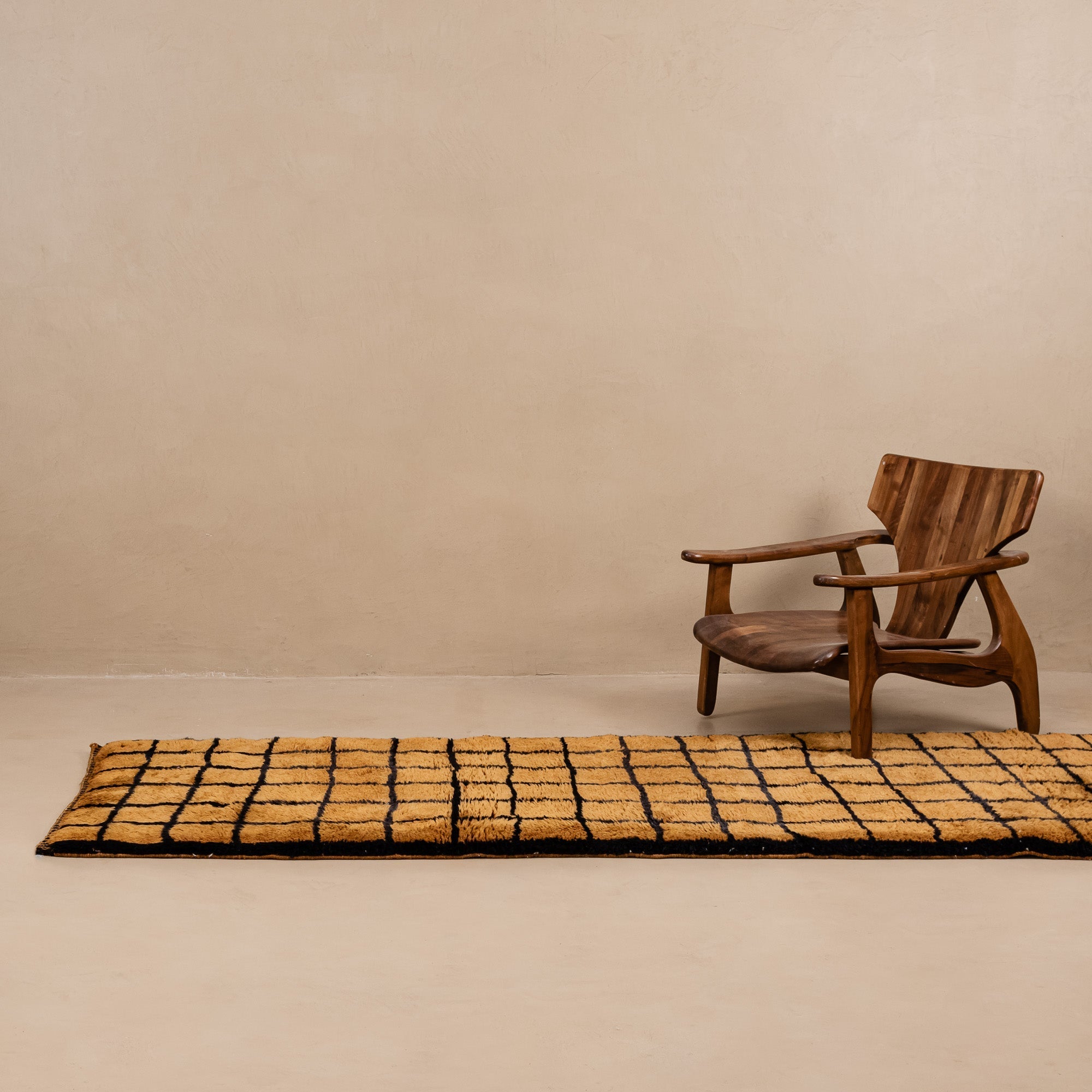 Bronze Grid - Luxury Shag Moroccan Runner Rug - Benisouk