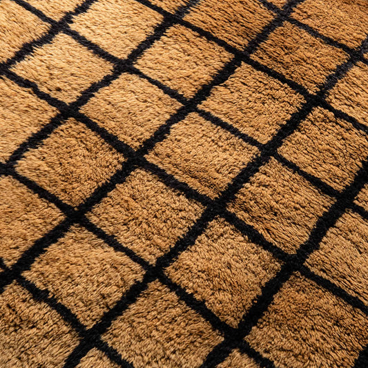 Bronze Grid - Luxury Shag Moroccan Runner Rug - Benisouk