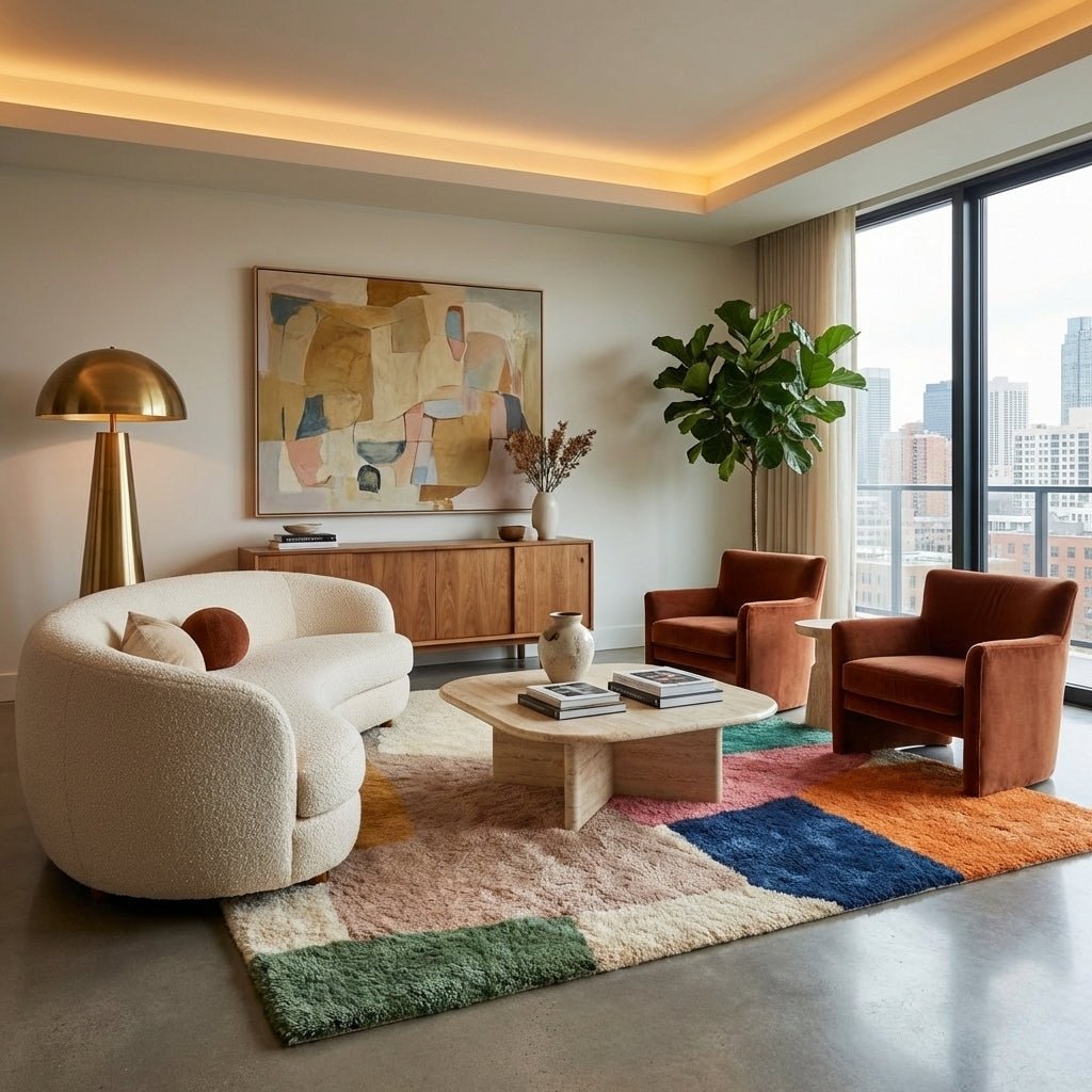 Chromatic Shards - Luxury Shag Moroccan Rug - Benisouk