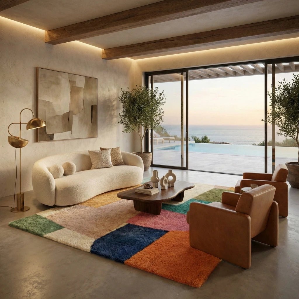 Chromatic Shards - Luxury Shag Moroccan Rug - Benisouk