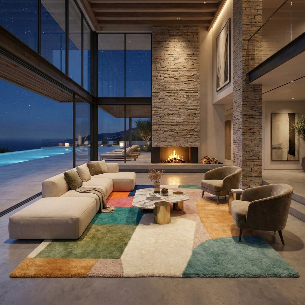 Chromatic Shards - Luxury Shag Moroccan Rug - Benisouk