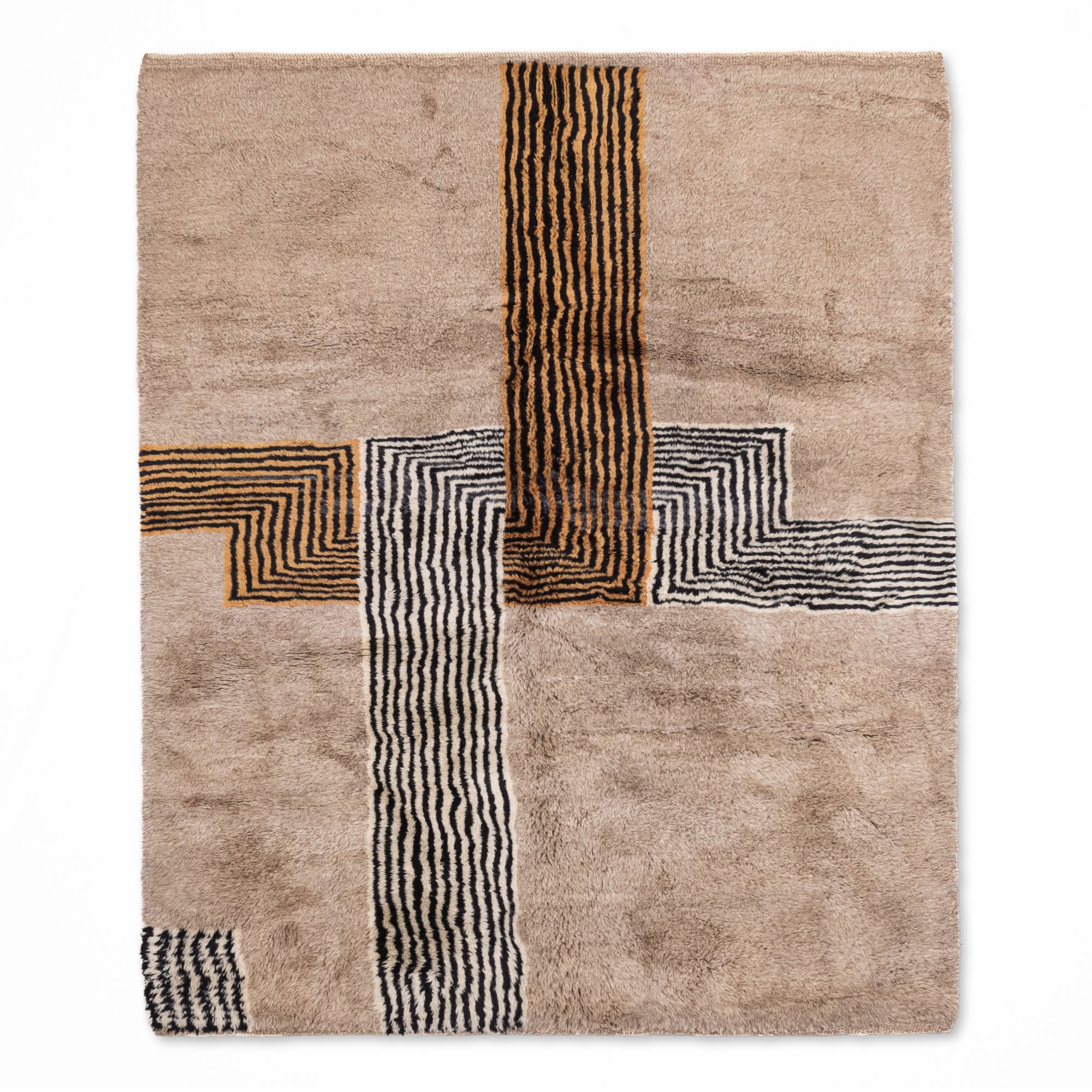 Crossing Lines - Luxury Shag Moroccan Rug - Benisouk
