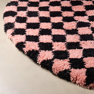 Dama Rose Round - Shag Moroccan rug - Benisouk