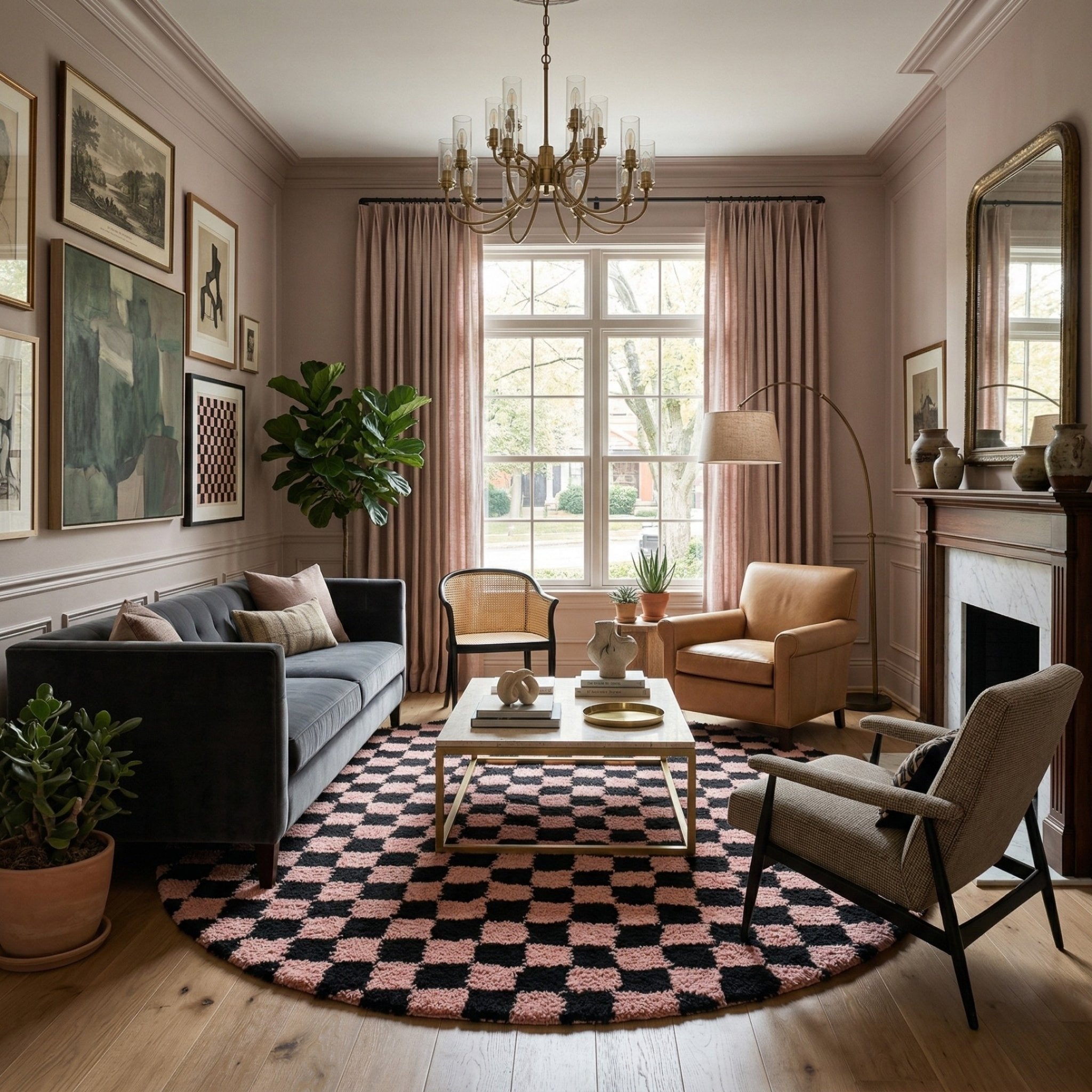 Dama Rose Round - Shag Moroccan rug - Benisouk