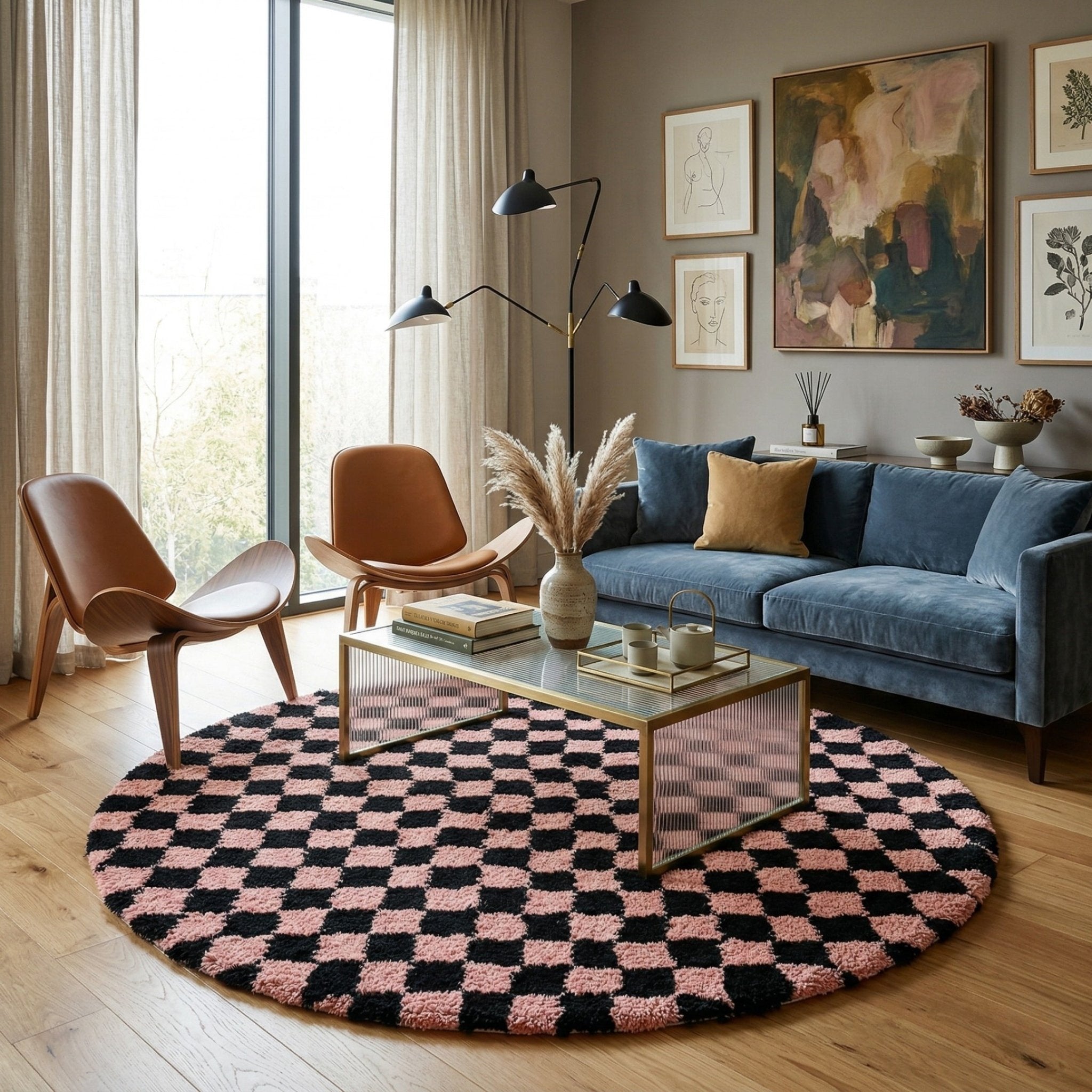 Dama Rose Round - Shag Moroccan rug - Benisouk