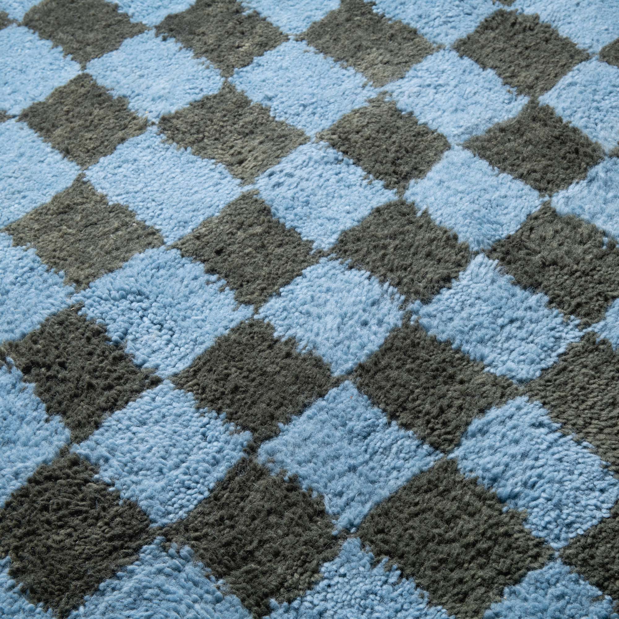 Dama Soldier green Hawaiian Blue - Shag Moroccan rug - Benisouk