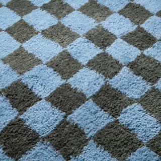 Dama Soldier green Hawaiian Blue - Shag Moroccan rug - Benisouk