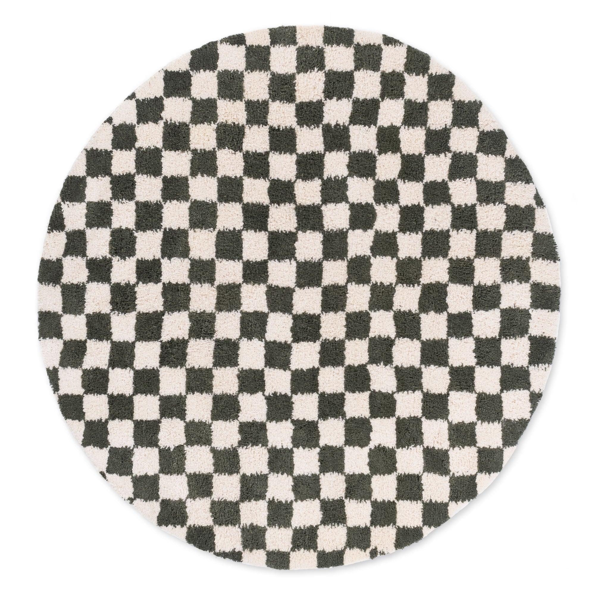 Dama Soldier Green Round - Shag Moroccan rug - Benisouk