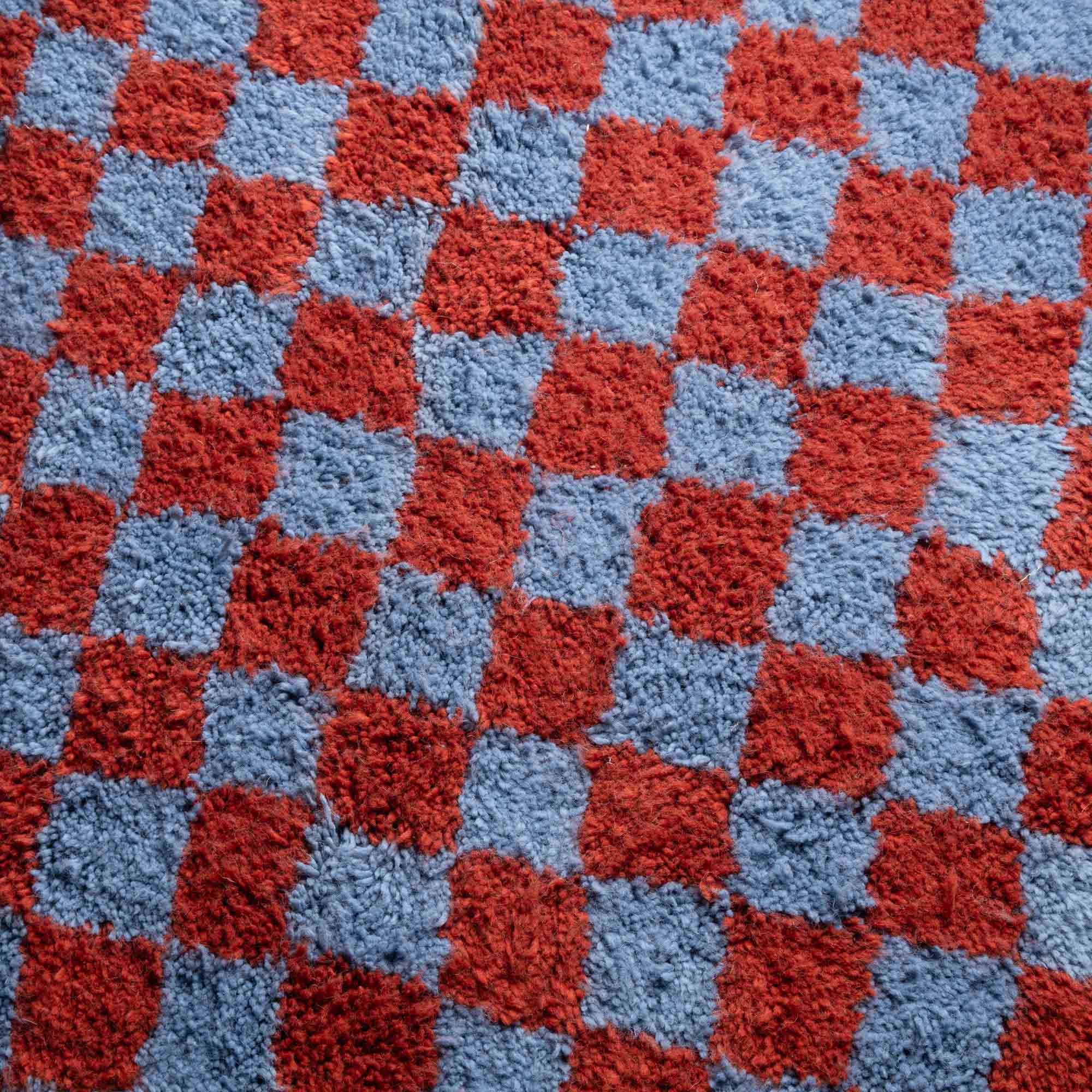 Dama Terracotta Blue Round - Shag Moroccan rug - Benisouk