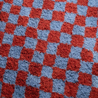 Dama Terracotta Blue Round - Shag Moroccan rug - Benisouk