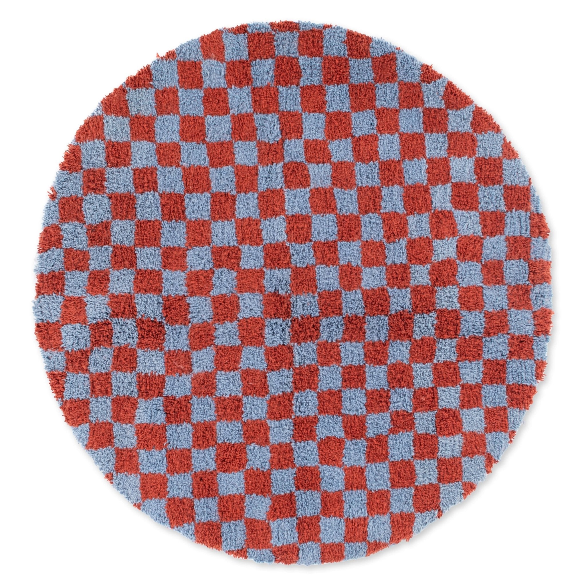 Dama Terracotta Blue Round - Shag Moroccan rug - Benisouk