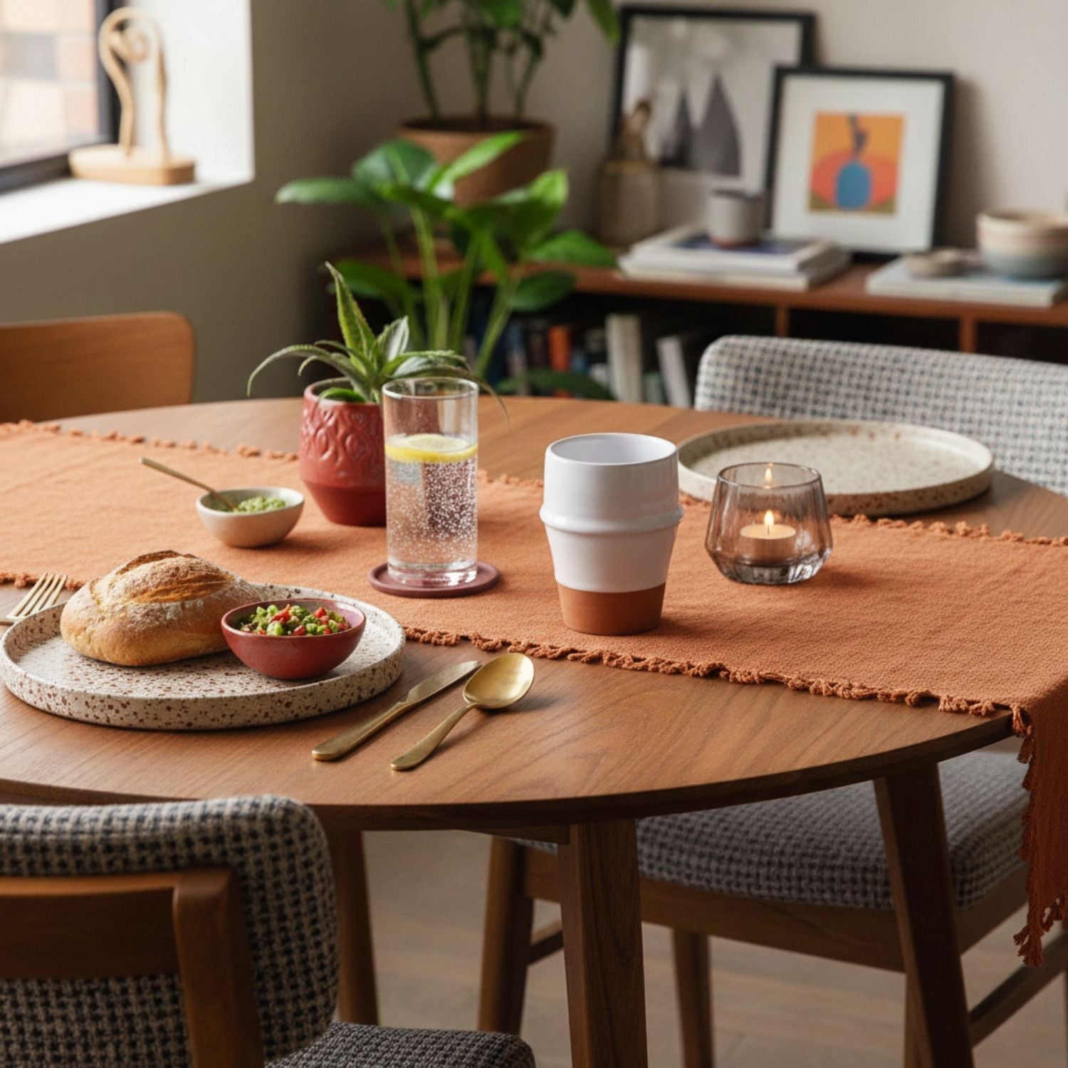 Earth Hues White & Ochre Red Beldi Cup - Moroccan Dinnerware - Benisouk