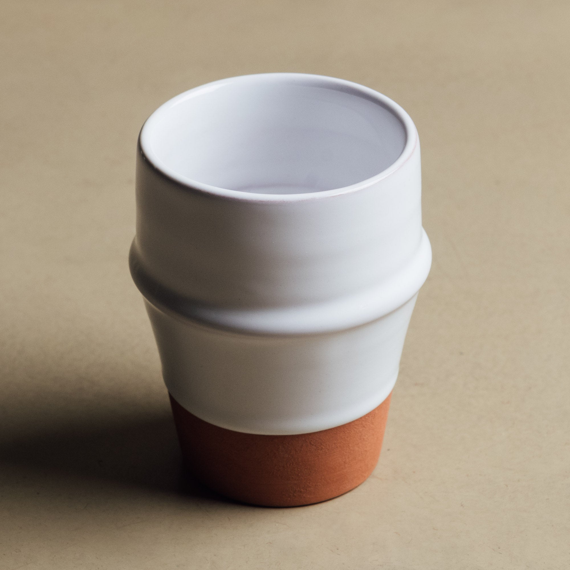 Earth Hues White & Ochre Red Beldi Cup - Moroccan Dinnerware - Benisouk