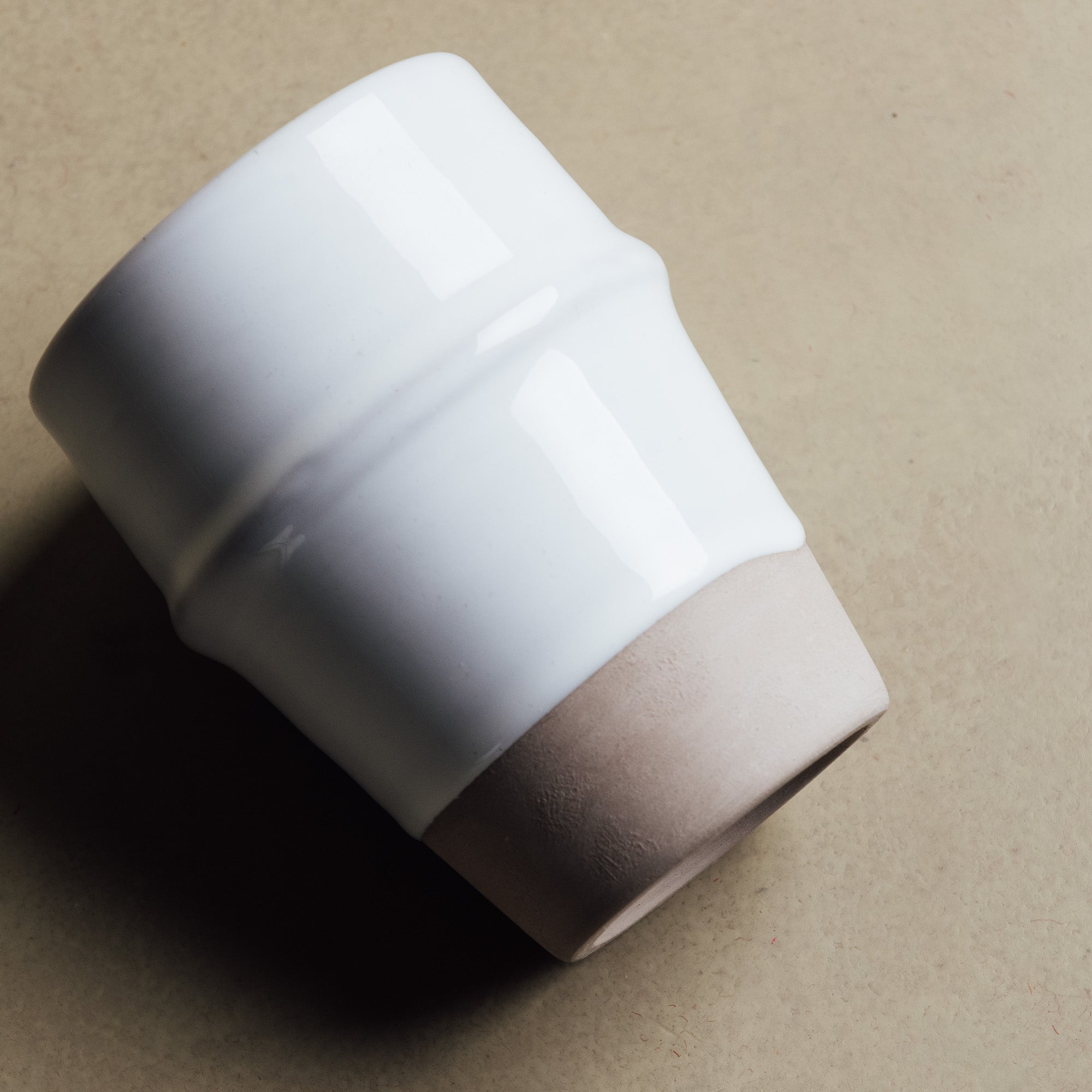 Earth Hues White & Taupe Gray Beldi Cup - Moroccan Dinnerware - Benisouk