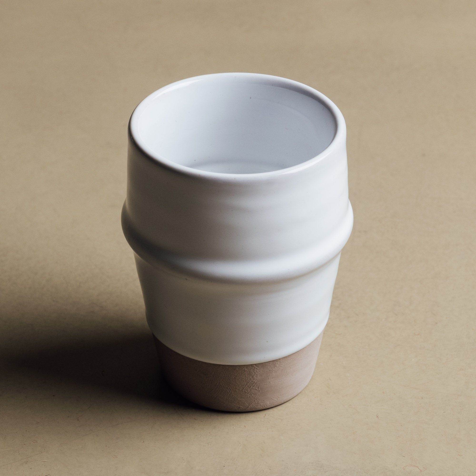 Earth Hues White & Taupe Gray Beldi Cup - Moroccan Dinnerware - Benisouk