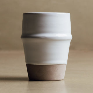 Earth Hues White & Taupe Gray Beldi Cup - Moroccan Dinnerware - Benisouk