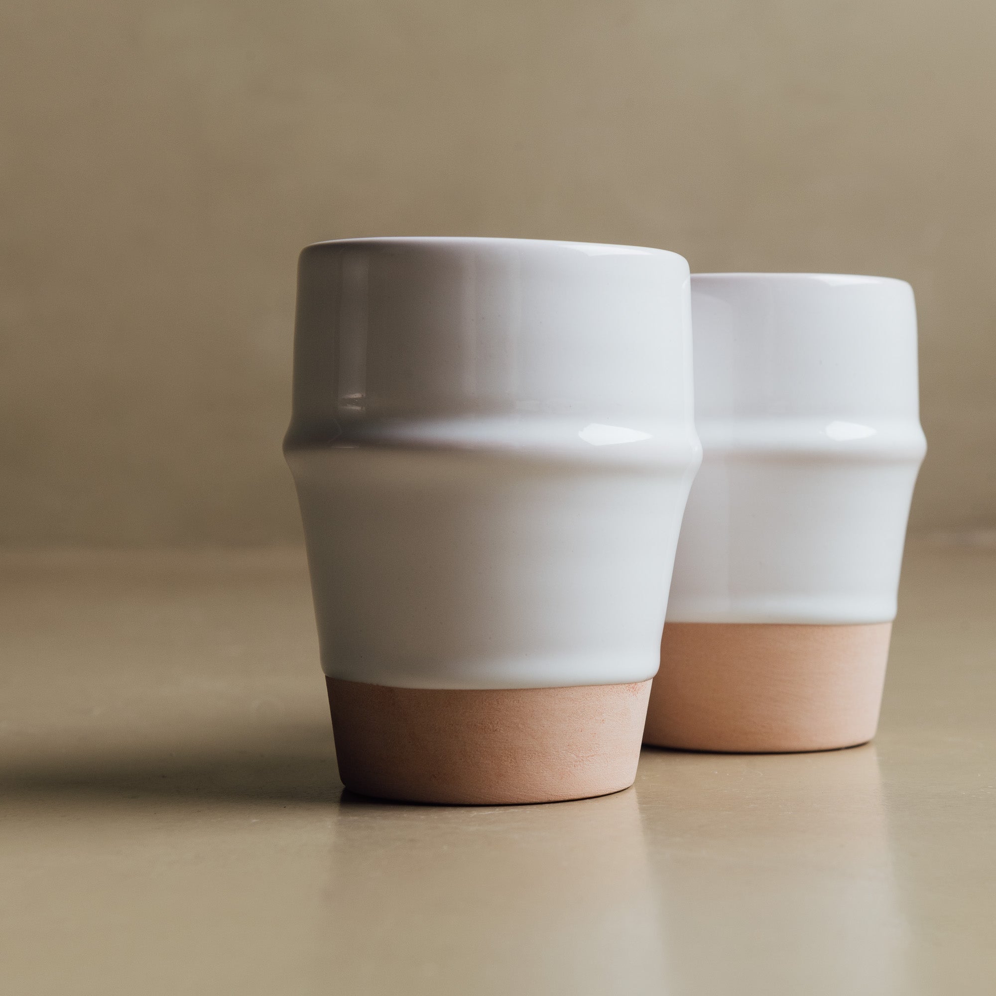 Earth Hues White & Tumbleweed Beldi Cup - Moroccan Dinnerware - Benisouk