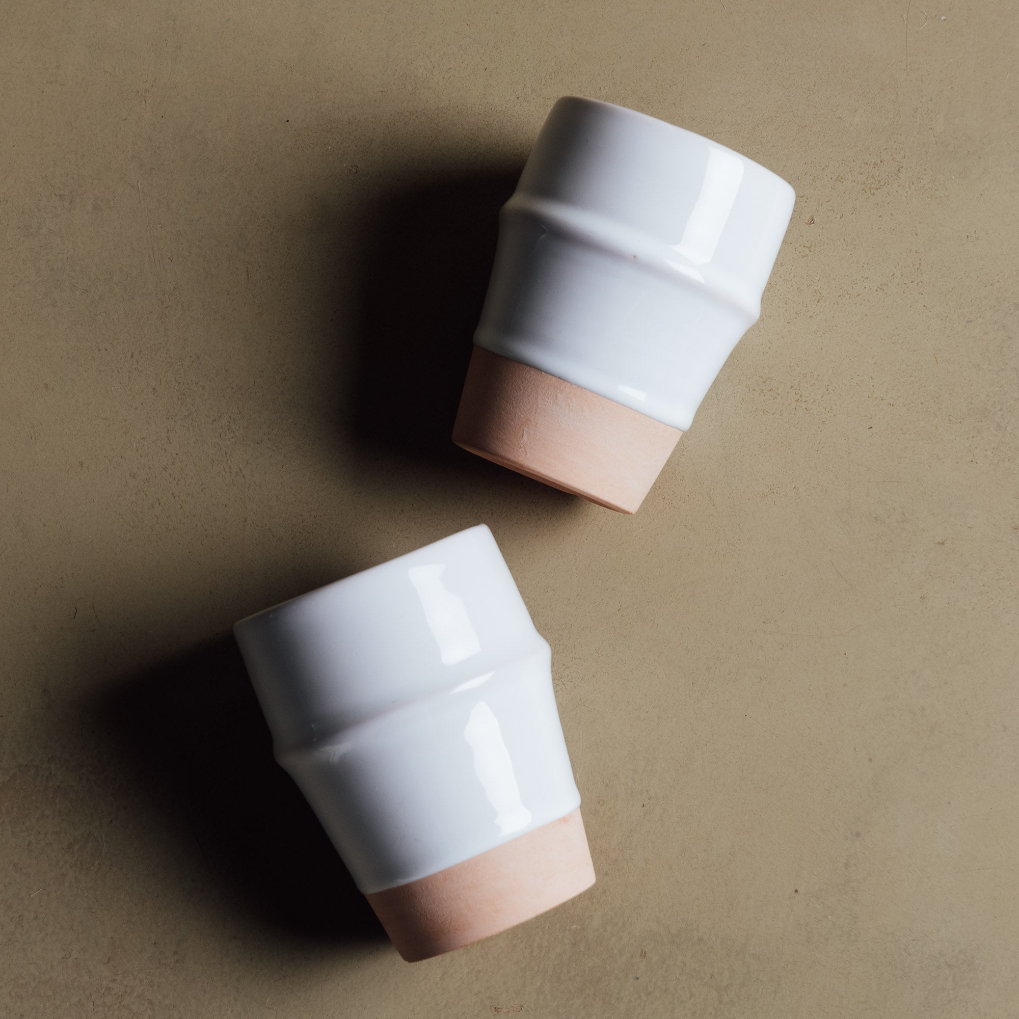 Earth Hues White & Tumbleweed Beldi Cup - Moroccan Dinnerware - Benisouk