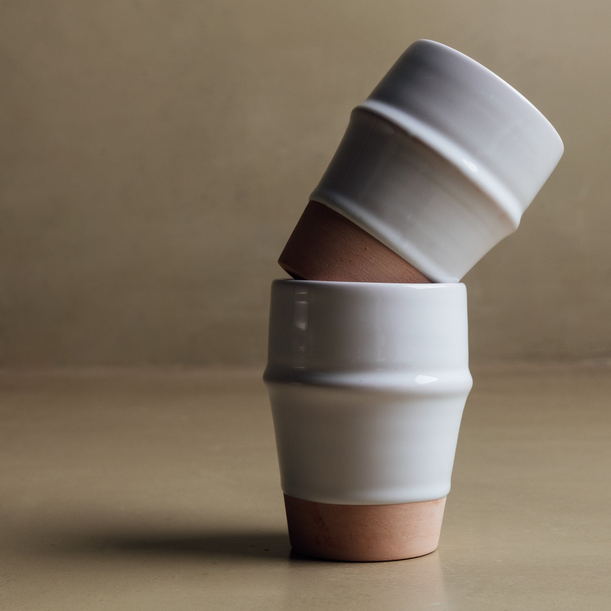 Earth Hues White & Tumbleweed Beldi Cup - Moroccan Dinnerware - Benisouk