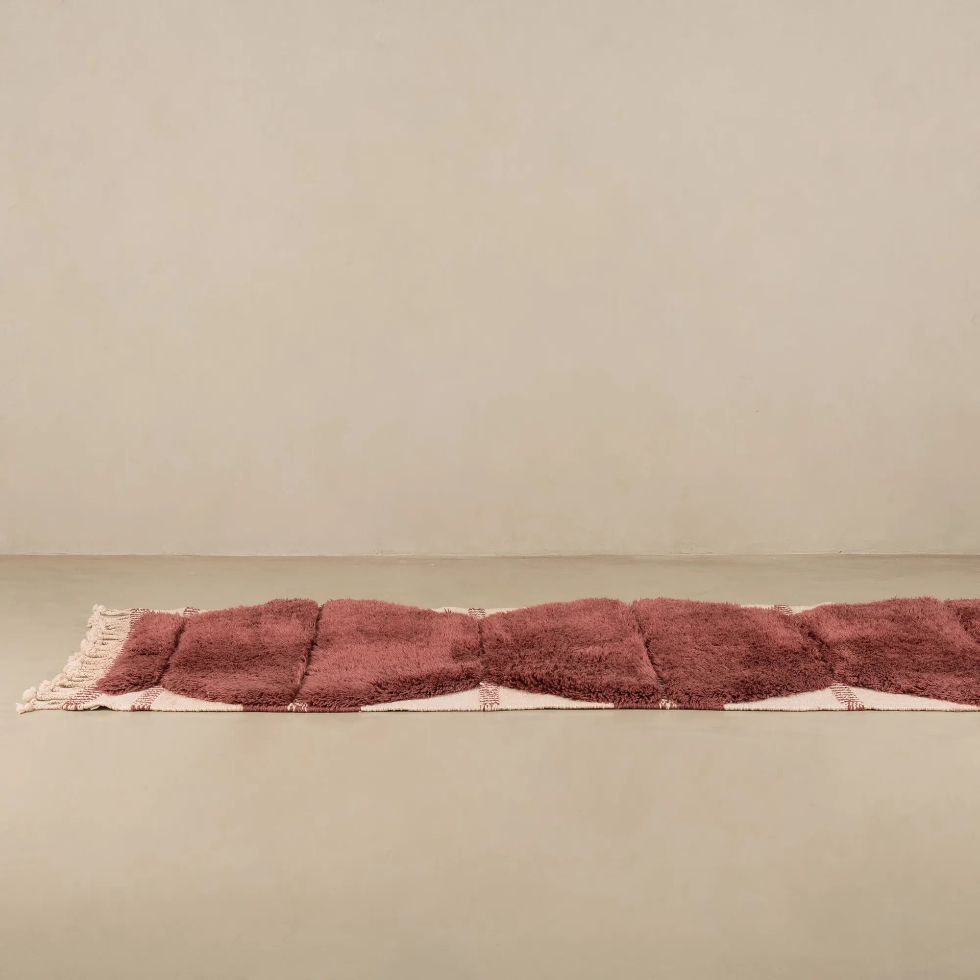 Earth Red - Luxury Shag Moroccan Runner Rug - Benisouk